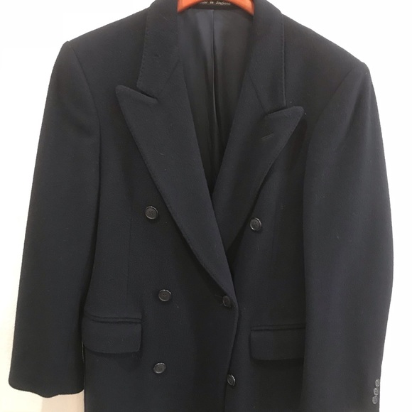 Long navy wool coat double breasted size 12/14 - Picture 3 of 8
